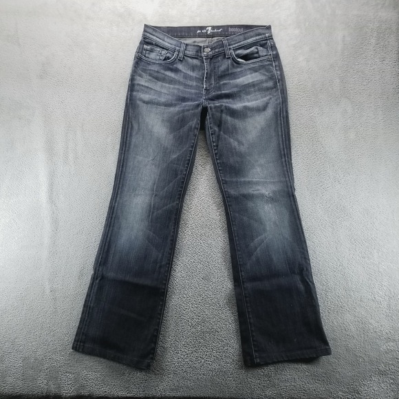 7 For All Mankind Jeans Womens 32 Blue Bootcut Low Rise Dark Wash Y2K - Picture 1 of 10